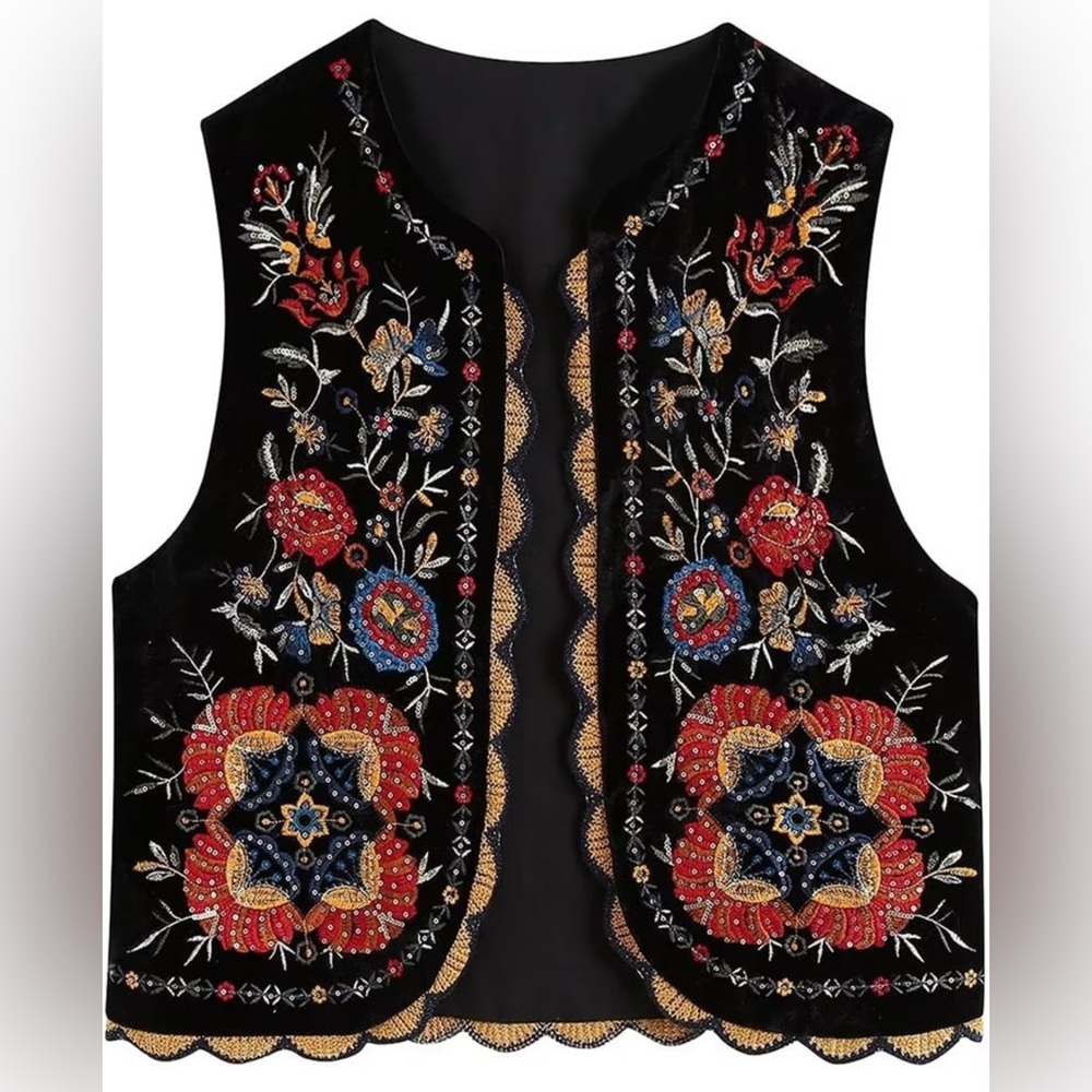 Embroidered Floral Ethnic Traditional Vest
